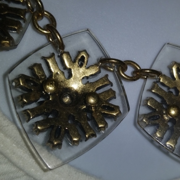 Ann Taylor Necklace Rhinestone Acrylic Gold Tone - Picture 8 of 8